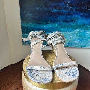 Reformation Blue Floral Espadrille Sandals